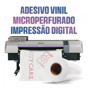 Adesivo vinil microperfurado impresso Adesivo vinil microperfurado Metro² Impressão digital   